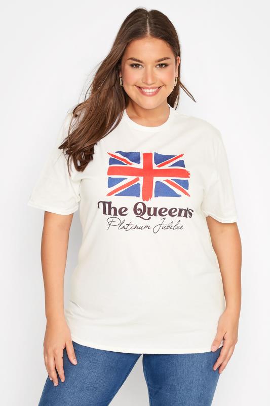 Großen Größen  Curve White 'The Queen's Platinum Jubilee' T-Shirt