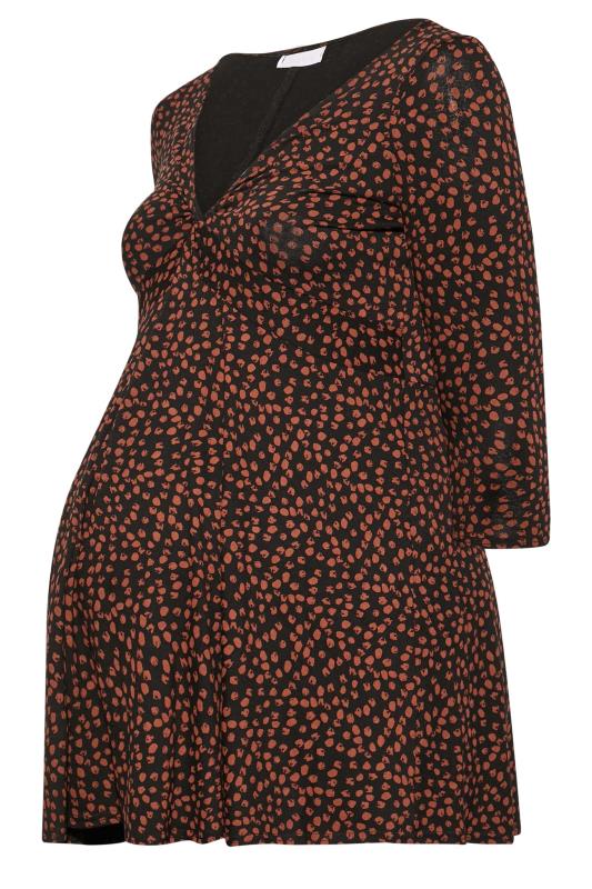 BUMP IT UP MATERNITY Plus Size Black Spot Print Knot Top | Yours Clothing 6