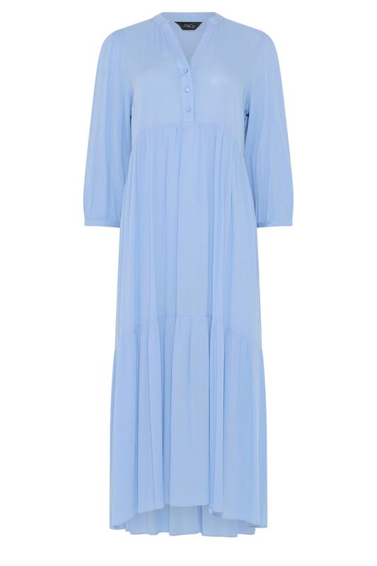 M&Co Blue Tiered Half Placket Maxi Dress | M&Co 5