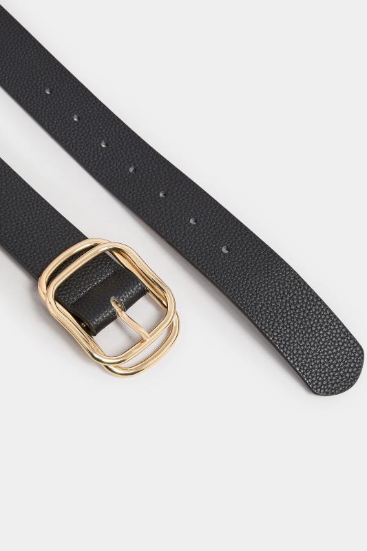 Black & Gold Double Buckle Belt | Yours Clothing 4