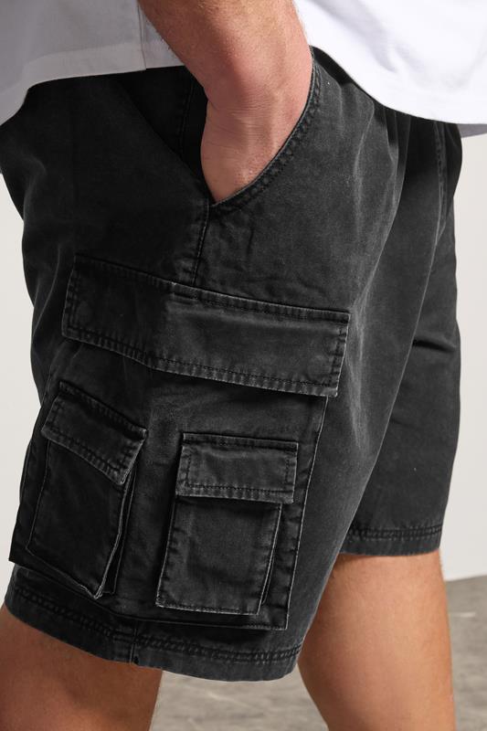 BadRhino Big & Tall Black Acid Washed Cargo Shorts | BadRhino 5