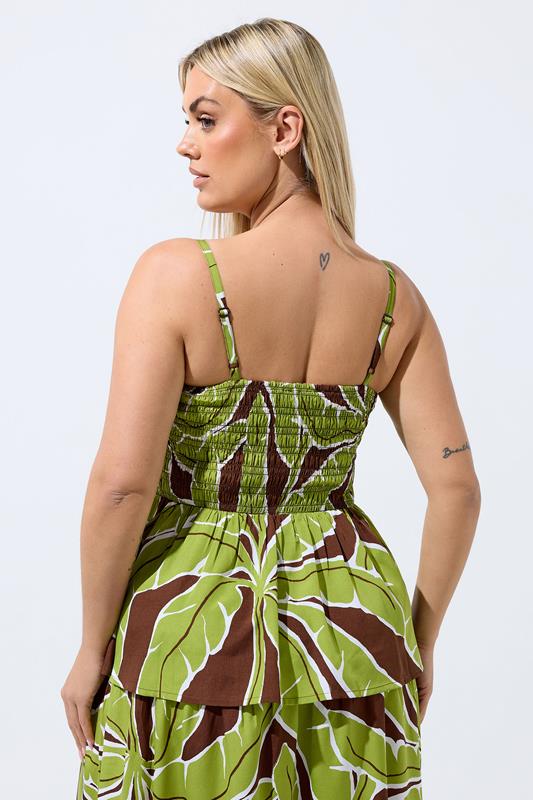 LIMITED COLLECTION Plus Size Green Palm Leaf Vest Top | Yours Clothing 4