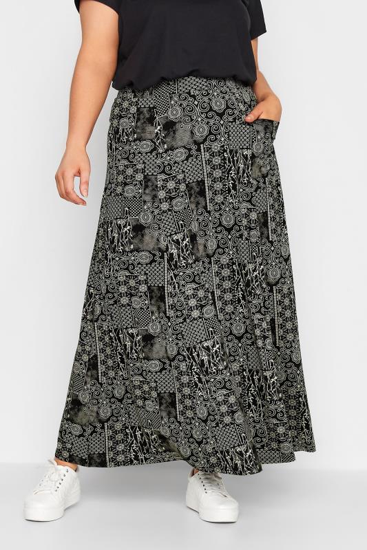 Grande Taille YOURS Curve Black Paisley Print Maxi Skirt