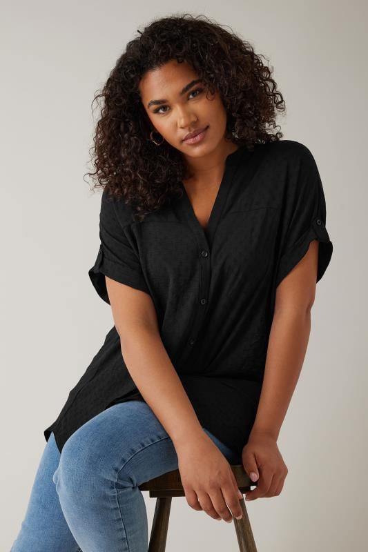 EVANS Plus Size Black Short Sleeve Blouse | Evans 4