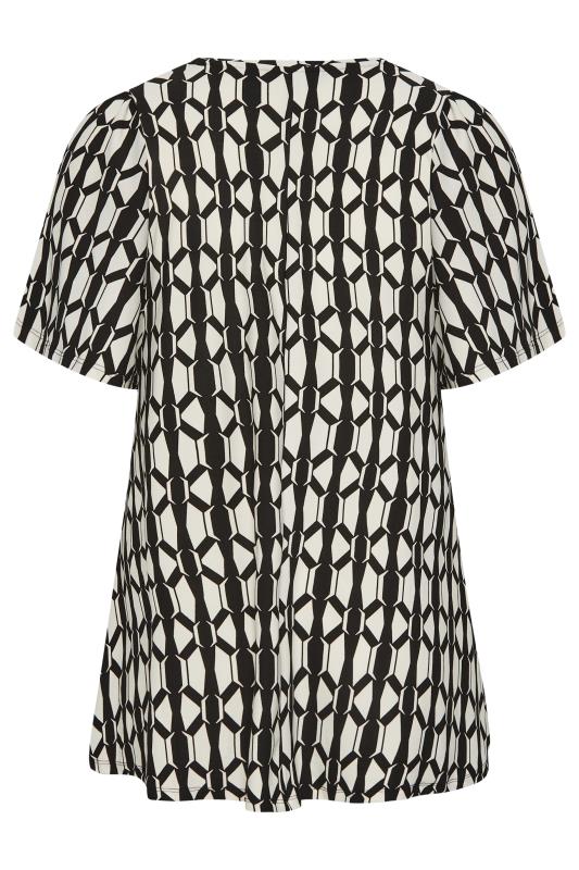 YOURS Curve Plus Size Black Geometric Print Angel Sleeve Top | Yours Clothing  7