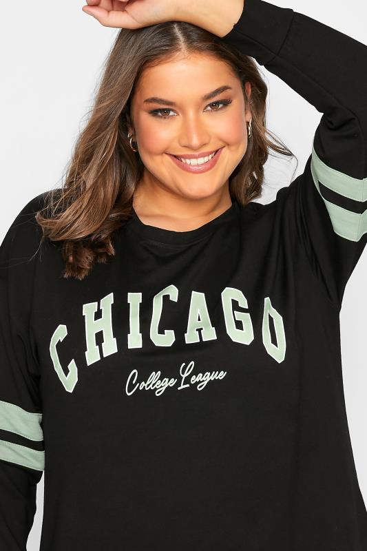 Plus Size Black 'Chicago' Varsity Sweatshirt | Yours Clothing 4