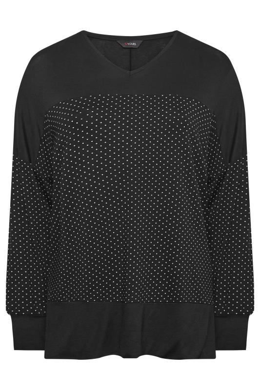 YOURS Plus Size Curve Black & White Polka Dot Panel Top | Yours Clothing 6