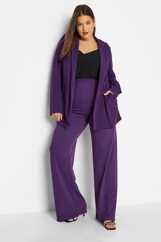 LTS Tall Women's Dark Purple Scuba Longline Blazer | Long Tall Sally 2