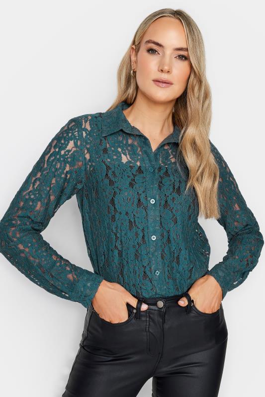Tall  LTS Tall Teal Blue Lace Detail Blouse