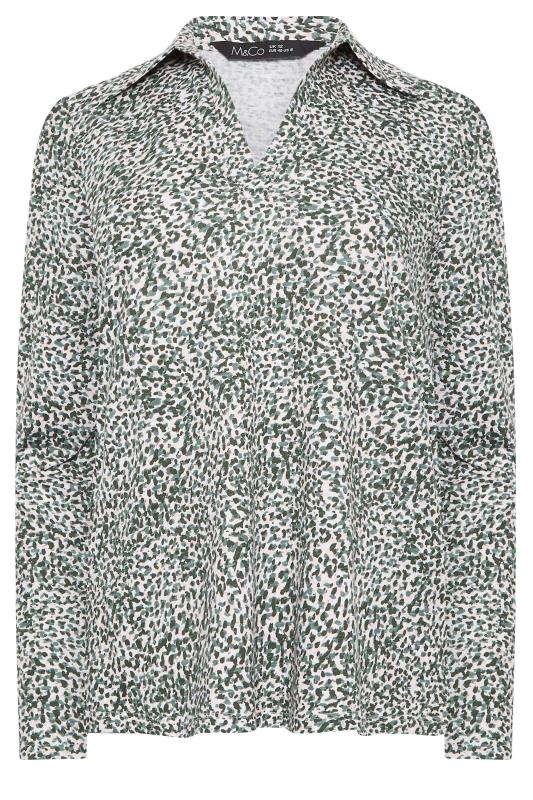 M&Co Green Spot Print Collared Long Sleeve Cotton Top | M&Co 6