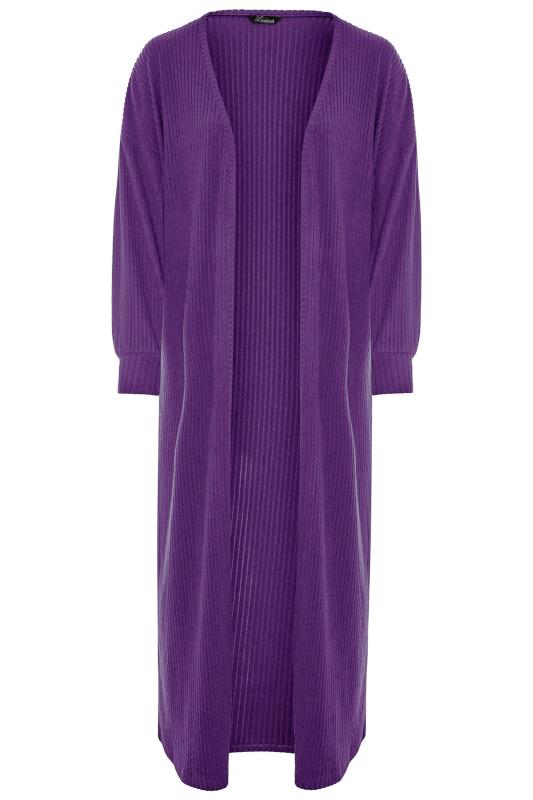 Plus Size LIMITED COLLECTION Plum Purple Ribbed Maxi Cardigan | Yours Clothing 5