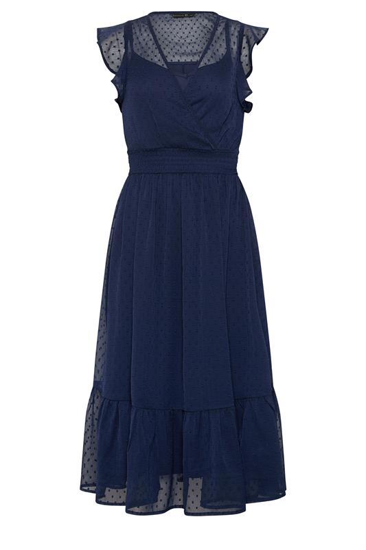 PixieGirl Petite Women's Navy Blue Dobby Maxi Dress | PixieGirl 6