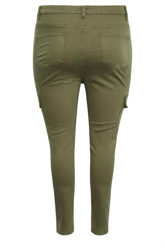 YOURS Curve Plus Size Khaki Green Cargo AVA Jeans | Yours Clothing  7