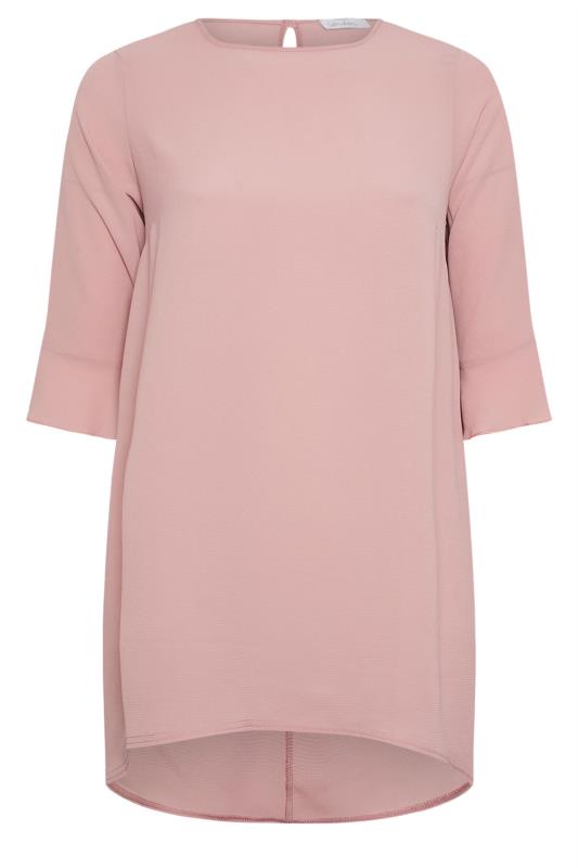 YOURS LONDON Plus Size Pink Flute Sleeve Tunic | Yours Clothing 2
