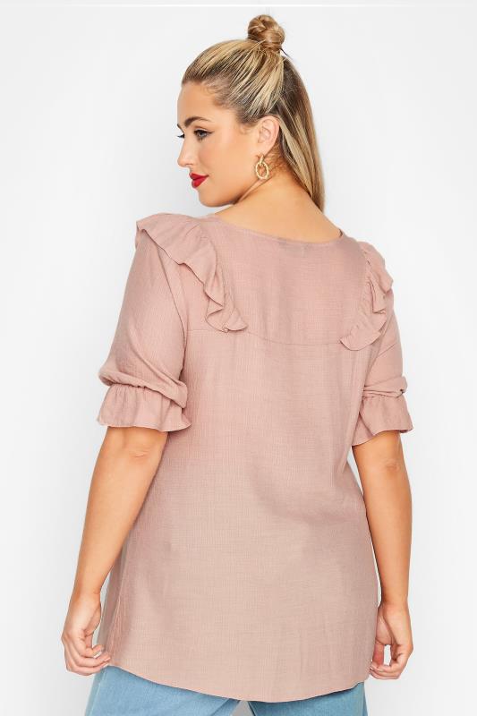 LIMITED COLLECTION Plus Size Pink Button Frill Blouse | Yours Clothing  3