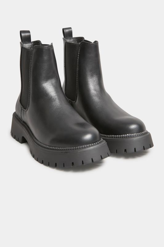 PixieGirl Black Chunky Chelsea Boots In Standard D Fit | PixieGirl 2