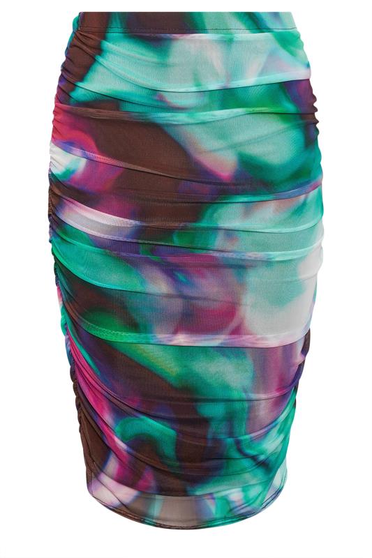 YOURS LONDON Plus Size Blue Abstract Print Mesh Skirt | Yours Clothing 5