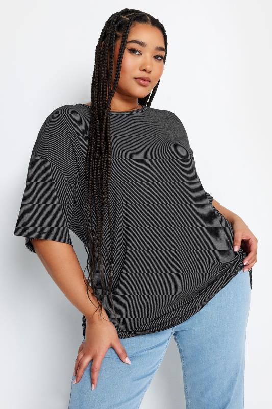 Grande Taille YOURS Curve Black Oversized Boxy T-Shirt