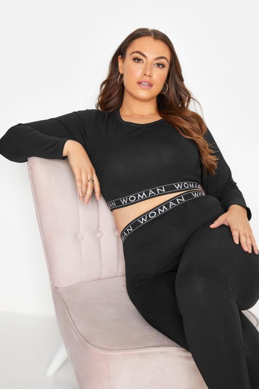Plus Size Black Woman Lounge Top | Yours Clothing 1