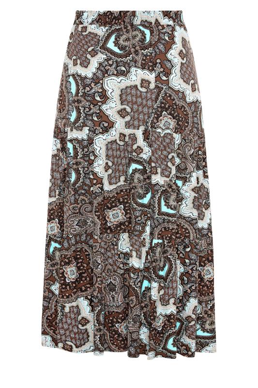 YOURS LONDON Curve Brown Paisley Tiered Maxi Skirt_BK.jpg