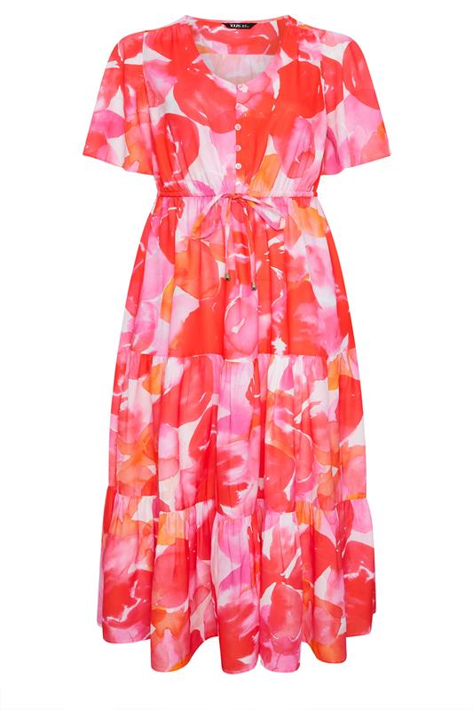 YOURS Plus Size Pink Tiered Floral Dress | Yours Clothing 6