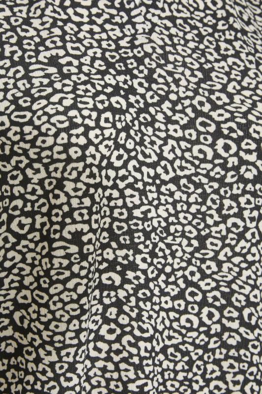 Curve Black Leopard Print Polo Neck Top 5