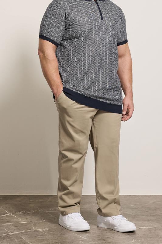 D555 Pantalon chino stretch couleur taupe Big & Tall