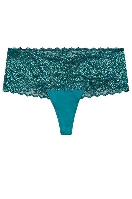 Plus Size Teal Blue Lace Brazilian Knickers | Yours Clothing 3