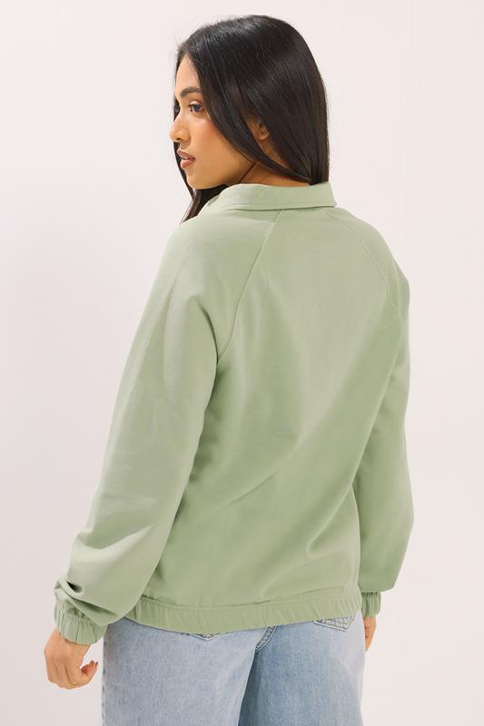 PixieGirl Petite Women's Sage Green Button Collar Sweatshirt | PixieGirl 5