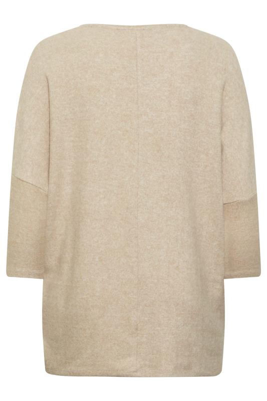 Plus Size Beige Brown Colour Block Soft Touch Jumper | Yours Clothing 6
