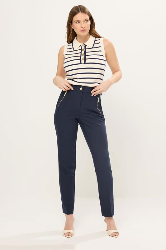 STAR Navy Blue Tailored Straight Leg Trousers | StarByJM 2