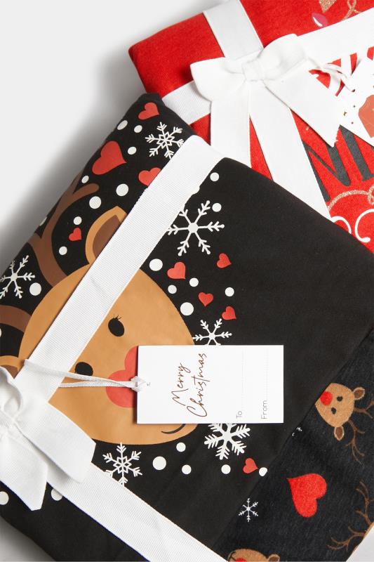 Plus Size Black Rudolph Print Christmas Pyjama Gift Set | Yours Clothing 11