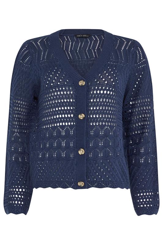 M&Co Navy Blue Crochet Button Through Cardigan | M&Co 5