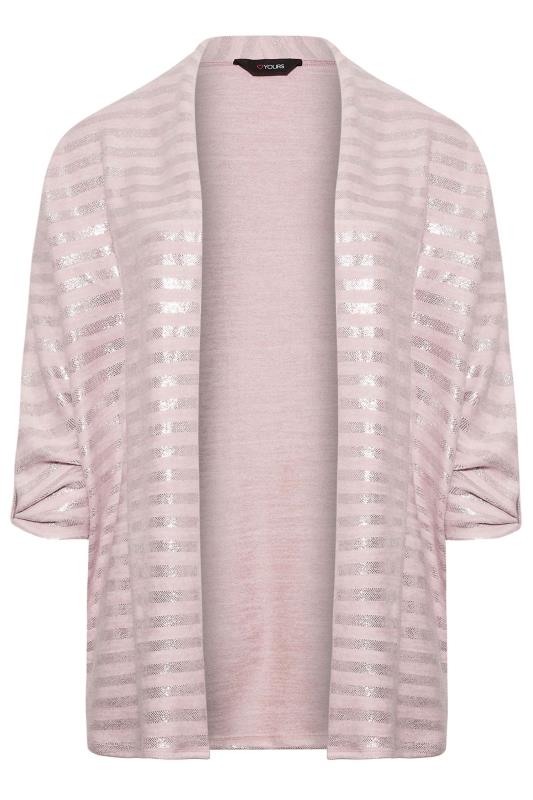 Curve Plus Size Blush Pink Foil Stripe Cardigan | Yours Clothing 6
