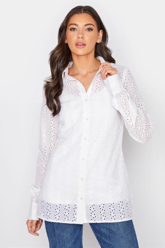  Grande Taille LTS Tall White Broderie Anglaise Shirt