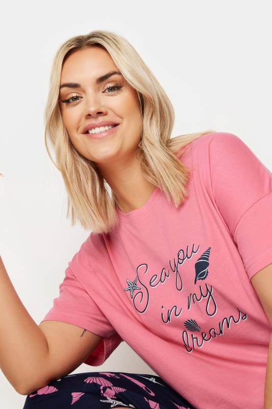 YOURS Plus Size Pink 'Sea You In My Dreams' Pyjama Set | Yours Clothing 4