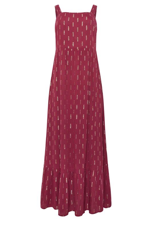M&Co Berry Red Foil Detail Maxi Dress | M&Co 5
