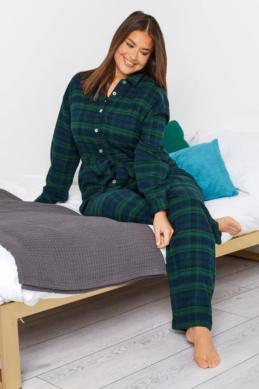  Grande Taille LTS Tall Navy Blue & Green Woven Check Onesie