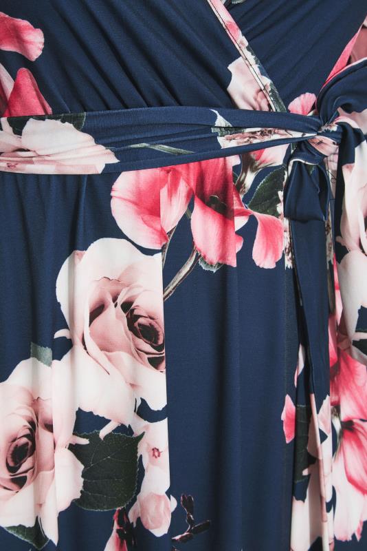 YOURS LONDON Plus Size Navy Blue Floral Hanky Hem Dress | Yours Clothing 5