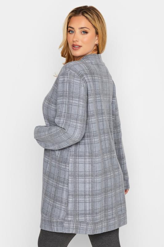 Curve Plus Size Blue & Grey Check Button Soft Touch Cardigan | Yours Clothing  4