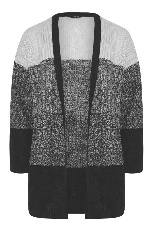 Plus Size Curve Grey Colour Block Knitted Cardigan | Yours Clothing 5