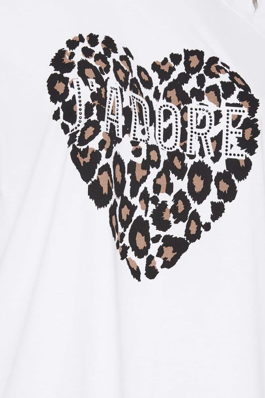 YOURS Plus Size White Leopard Print 'J'Adore' Distressed T-Shirt | Yours Clothing 5