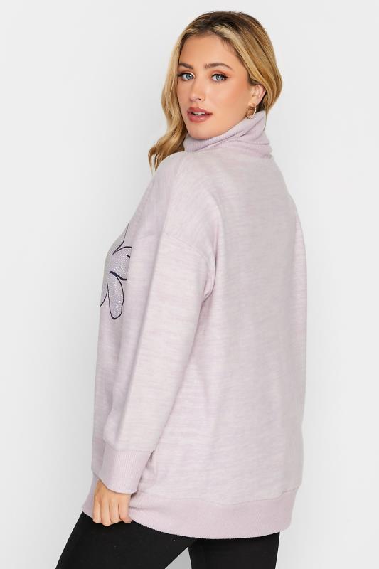 YOURS LUXURY Plus Size Lilac Purple Curve Diamante Embellished Turtle Neck Jumper | Yours Clothing  4
