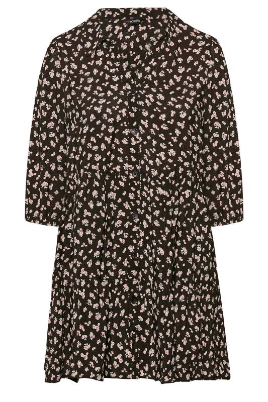 Plus Size Black Floral Print Smock Shirt | Yours Clothing 6