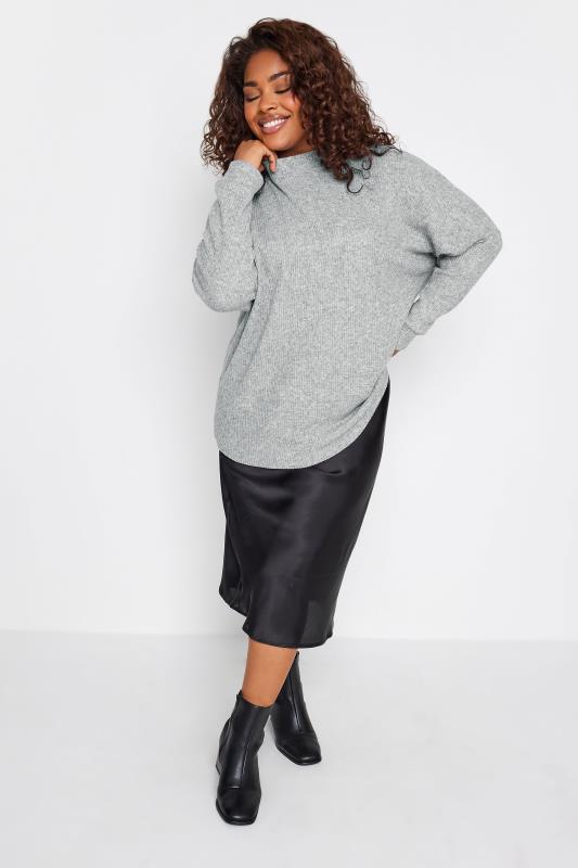 YOURS LUXURY Plus Size Grey Ribbed Jumper | Yours Clothing 2