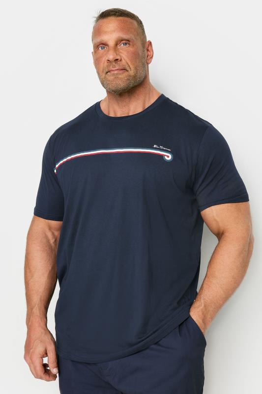 Men's  BEN SHERMAN Big & Tall Navy Blue Core Stripe T-Shirt