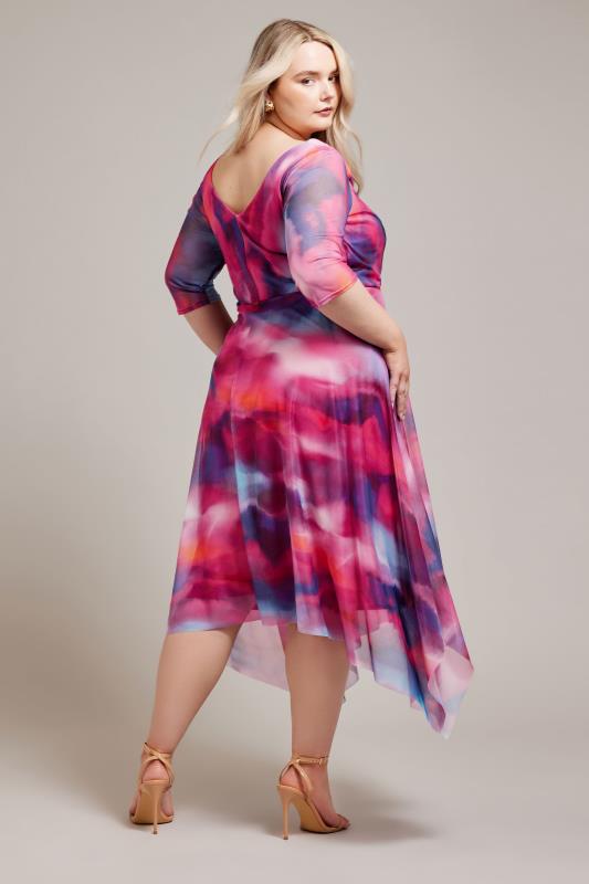 YOURS LONDON Plus Size Pink Cowl Neck Mesh Midi Dress | Yours Clothing 4