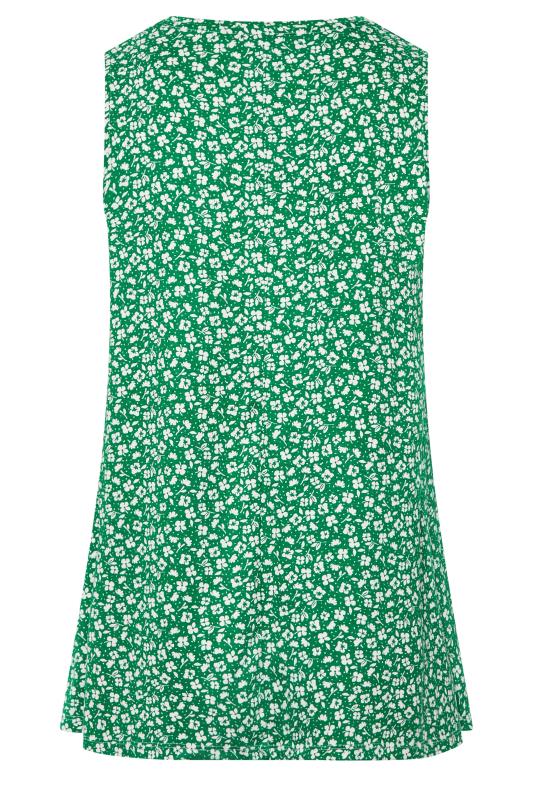 YOURS Plus Size Green Floral Print Pleat Front Vest Top | Yours Clothing 6