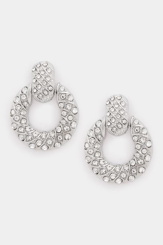  Silver Tone Twisted Diamante Earrings