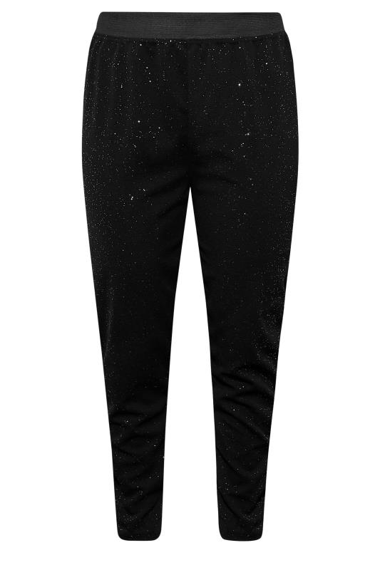 YOURS LONDON Plus Size Black Glitter Tapered Stretch Trousers | Yours Clothing 4